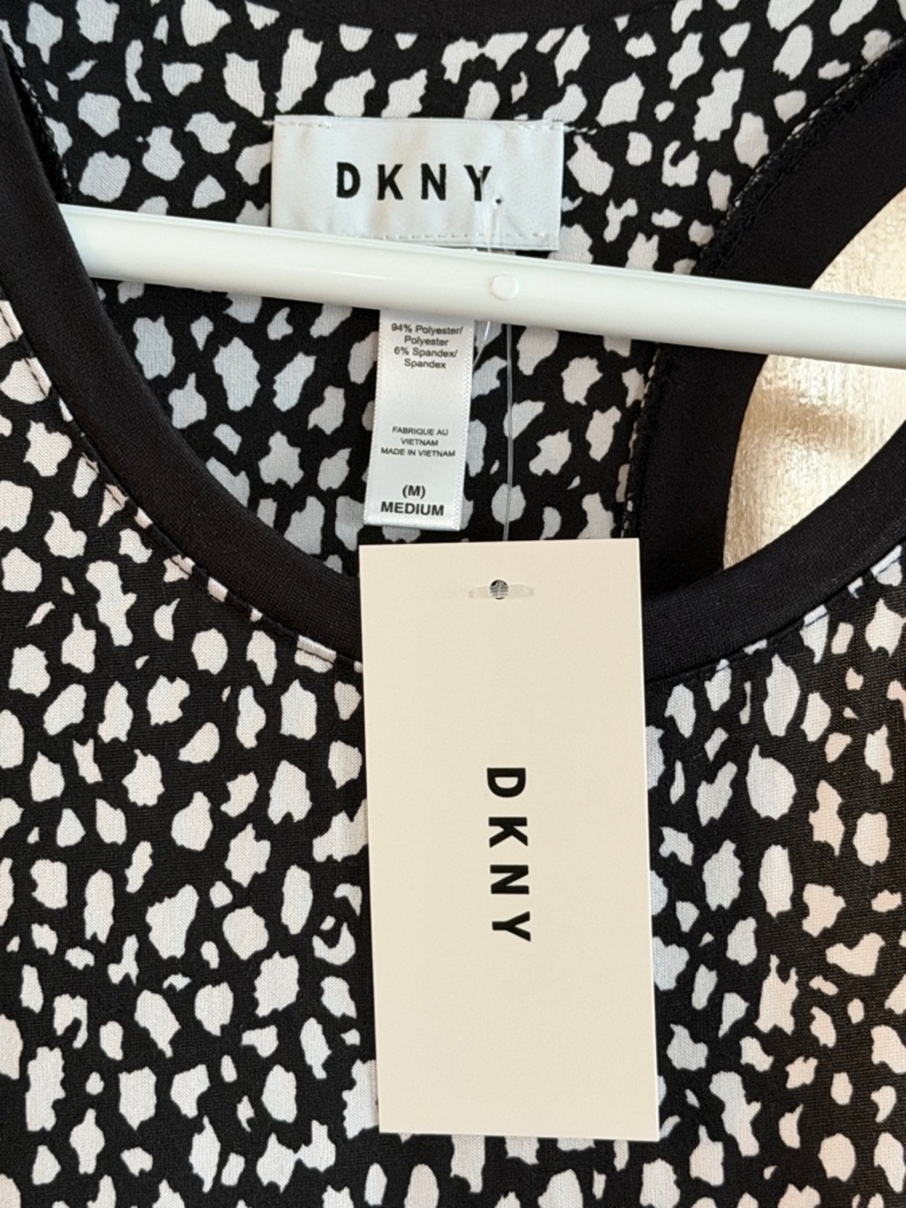 DKNY Black and White Abstract Print Tank Sleeveless Summer Dress Size M